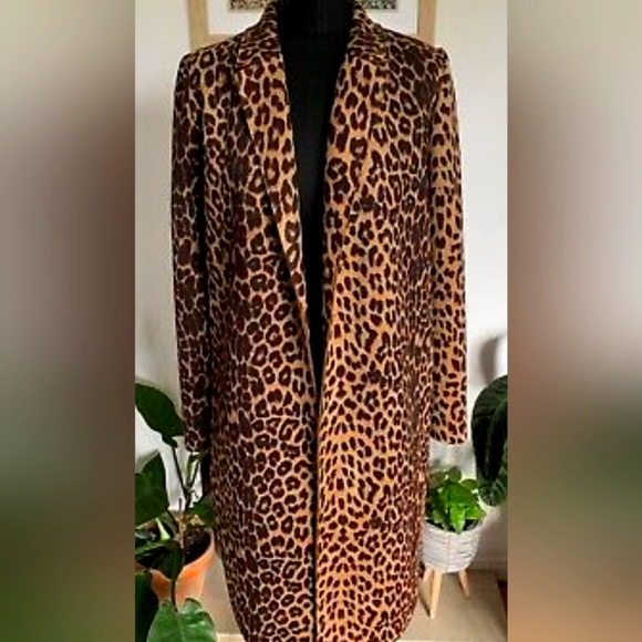 Zara Faux Suede Leopard Coat - Picture 1 of 4